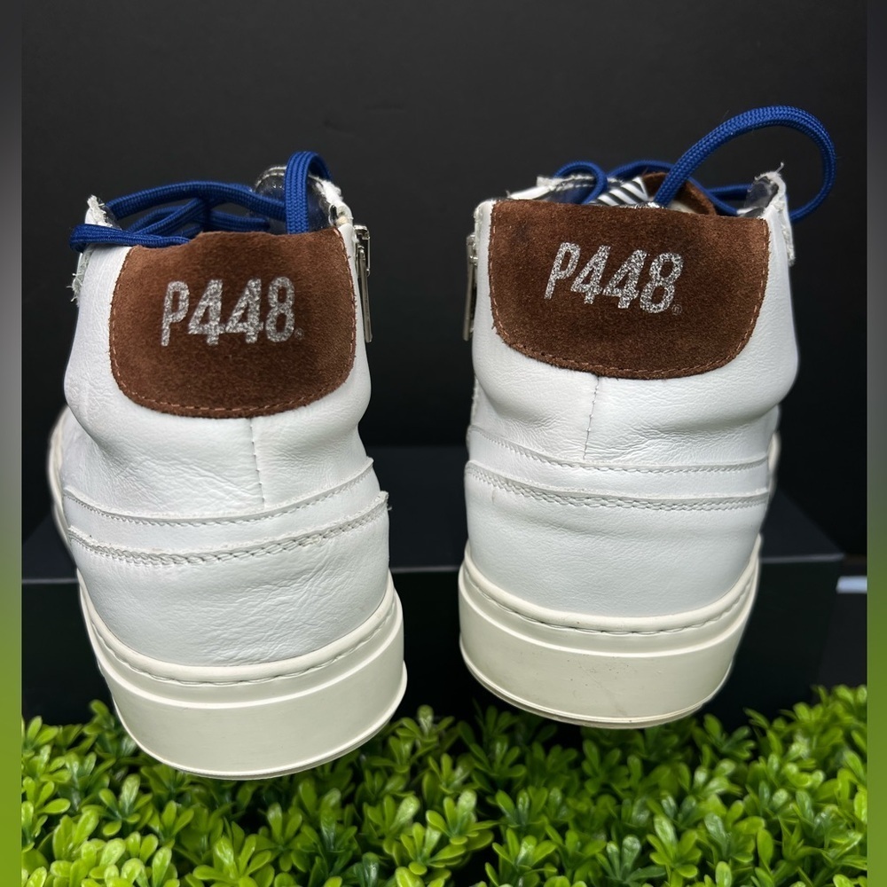 P448 Men White and Brown Suede High-Top Sneakers. Italian leather size 43 - Picture 9 of 13